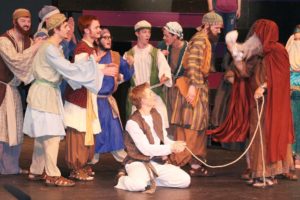 The play tells the story of Joseph, portrayed by Evan Abel, and his colorful coat that his brothers steal from him in their jealousy.