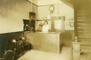 The inside lobby of the hotel had the same general layout when Paul Hinz first opened the business as it does now.