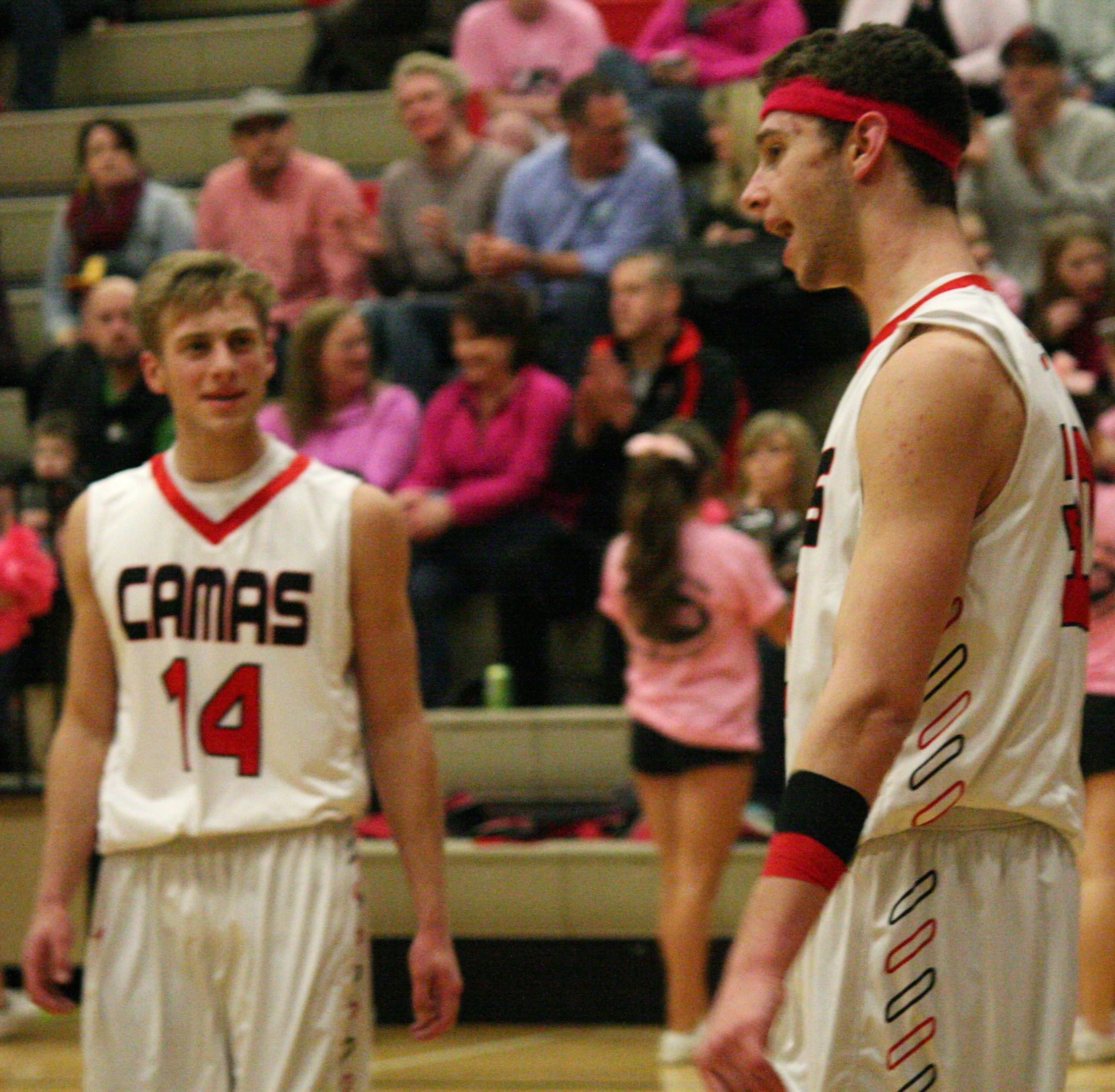 Trevor Jasinsky celebrates two points and a trip to the foul line.