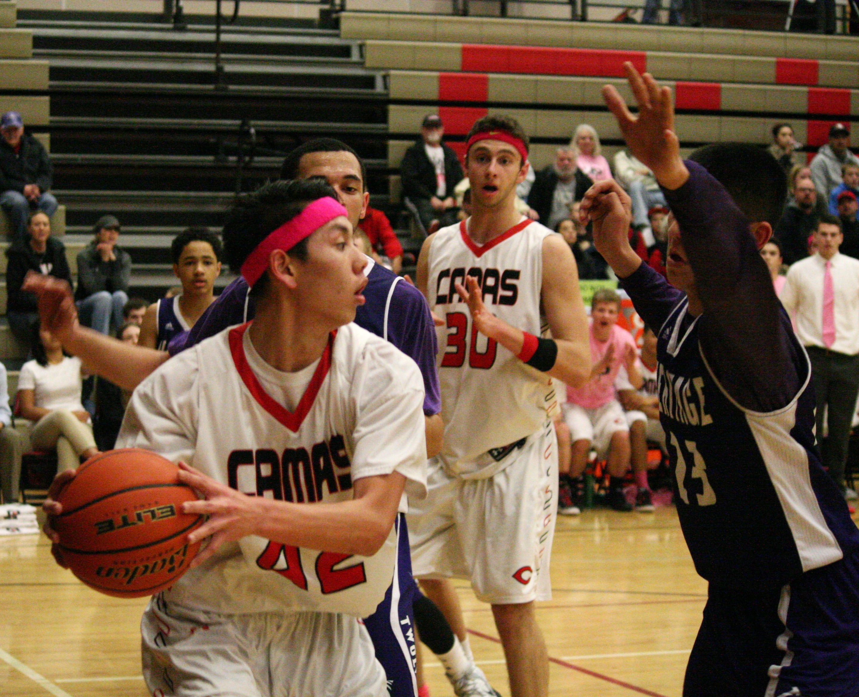Bryan Nguyen kicks the ball out.