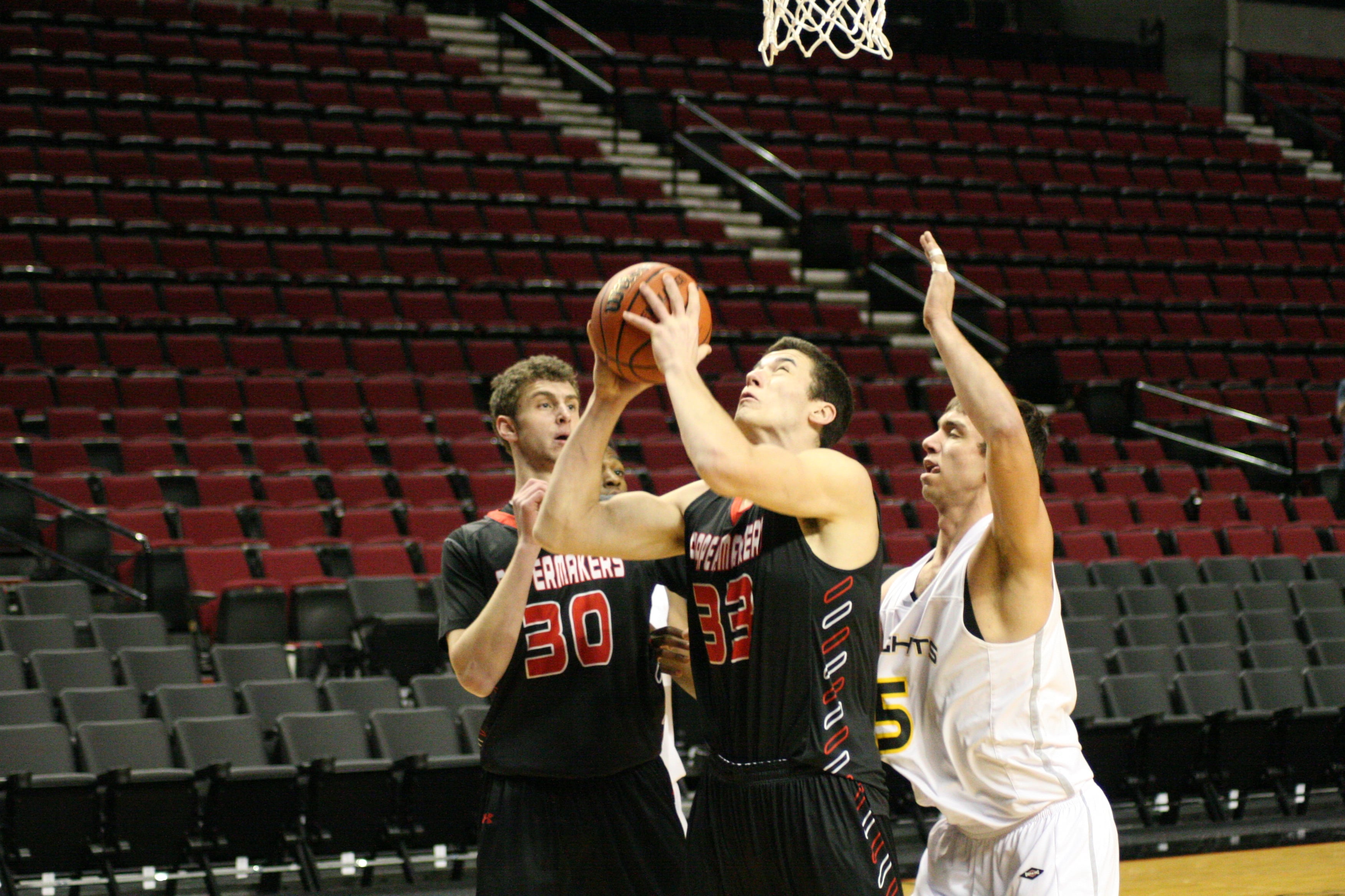 Nick Lopes takes a shot at the net.