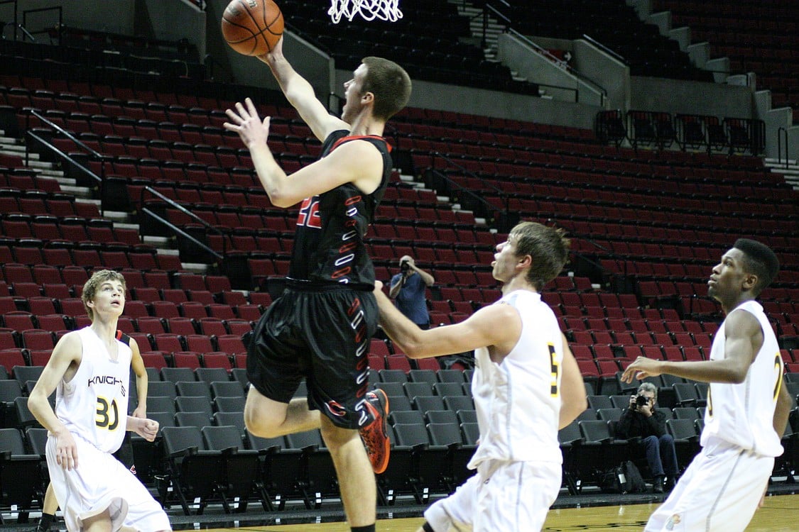 Jordan Lenard goes for the lay up.