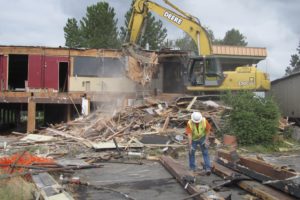 Crews with RSV Building Solutions and Nutter Corporation began demolishing the Parker House Restaurant building this morning. A demolition sale, featuring sinks, light fixtures, beams, timbers, commercial air conditioners, doors and a few tables and chairs, will be open to the public Wednesday, from 10 a.m. to 2 p.m., in the restaurant's former parking lot, 56 S. First St., Washougal. There are plans to construct The Black Pearl on the Columbia at the former Parker House site. The two-story restaurant, designed to seat 250 guests, is expected to open in the spring of 2011. Additional photos can be viewed at www.camaspostrecord.com.