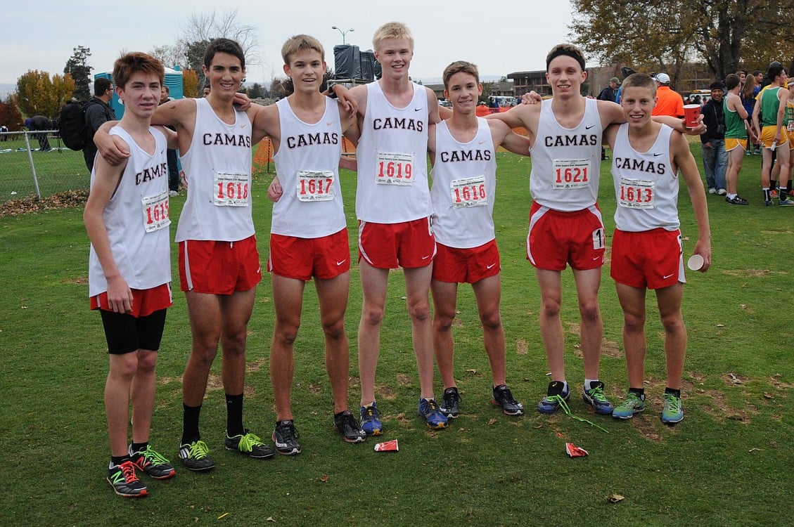 The Camas boys cross country team
