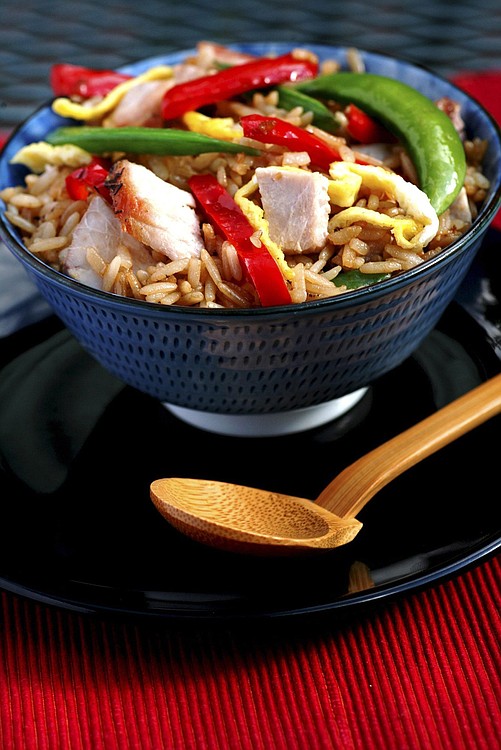 A week&apos;s meals can consist of, midweek, a roasted loin pork and pork fried rice, as served at Marge Perry&apos;s house in Teaneck, New York. (Bruce Gilbert/Newsday/MCT)