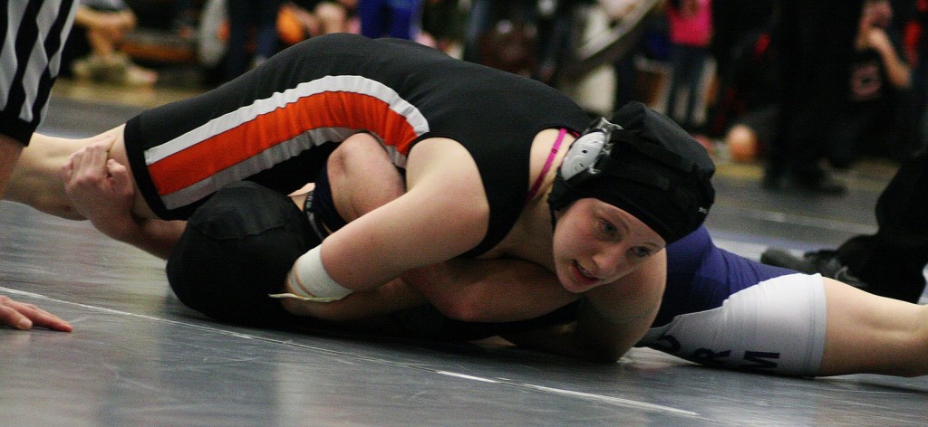 Washougal High School junior Sara Sanchez cinched in a quick pinfall victory to become the 124-pound Clark County champion Saturday, at Skyview High School.
