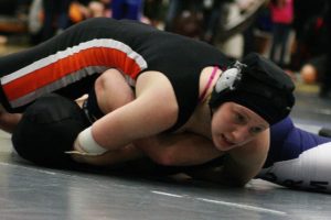 Washougal High School junior Sara Sanchez cinched in a quick pinfall victory to become the 124-pound Clark County champion Saturday, at Skyview High School.
