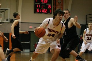 Aaron Deister ignites the offense for the Panthers. Washougal hosted its first district playoff game Saturday, but River Ridge escaped the jungle with a 54-51 victory.