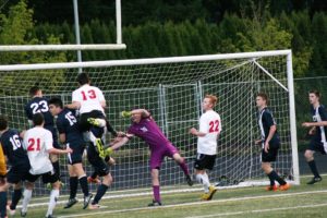 Dominic Fewel's header goal for the Papermakers kickstarted a 4-0 victory against Skyview Wednesday, at Doc Harris Stadium. Camas added three more goals during the second half.