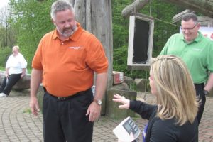 Washougal Mayor Sean Guard gets weighed in, as Fat 2 Fit NW Executive Director Michelle Clark and Camas Mayor Scott Higgins look on, during the May 2 kickoff of the "Camas and Washougal on a Diet" challenge. Since then, Guard has lost 7.5 pounds, while Higgins has lost 9 pounds. "It is going well," Higgins said Monday. "I'm sore, but moving."