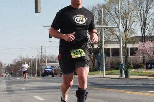 Photo by Phillip Yeary
Dr. Darren Smith, of Camas, ran in the Greensboro BB&T Gate City 8K, in North Carolina, in April. It was the inaugural event for "TeamUP," which consists of eight people who have paralysis in one or both of their legs as a result of foot drop. The members have overcome their mobility issues with orthotic devices made by Allard USA. Smith, 47, plans to participate in the Rock 'n' Roll Portland Half Marathon Sunday.