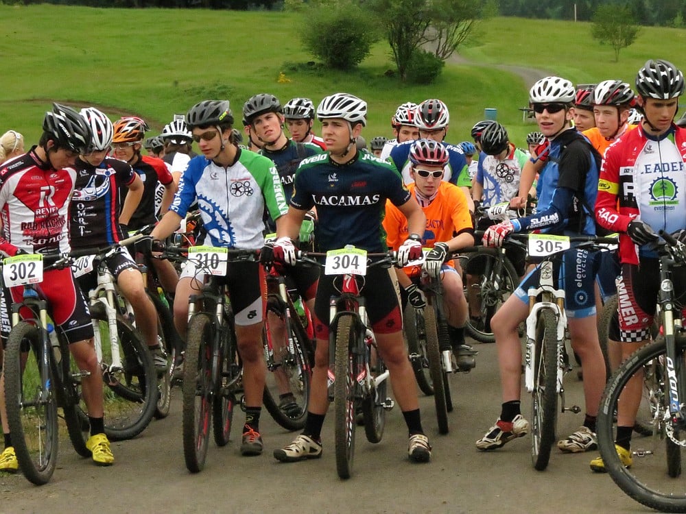 The Lacamas Freedom Riders prepare for the state championship race in May at Washougal MX Park. Camas Bike and Sport sponsors a middle  school and a high school team.