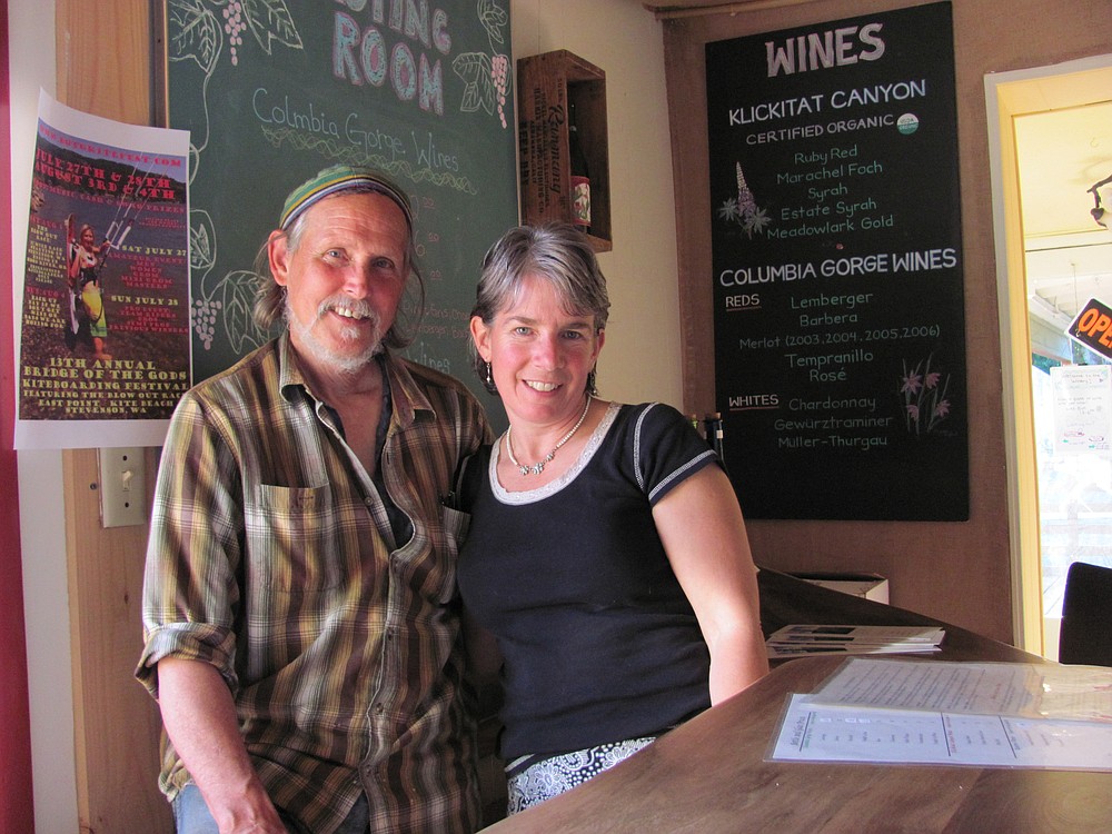Danielle Frost/Post-Record
Robin Dobson and Kathleen Perillo own and operate Klickitat Canyon Winery. Here, they relax in their Stevenson tasting room.