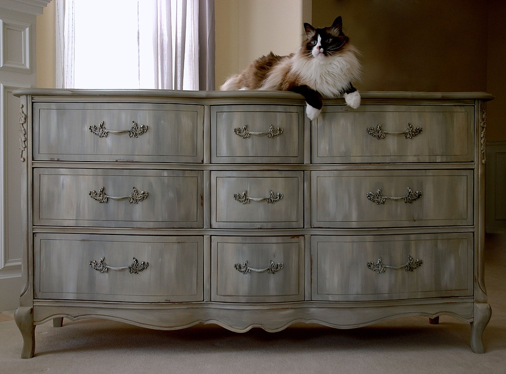 This is an "after" photo of the dresser pictured above.