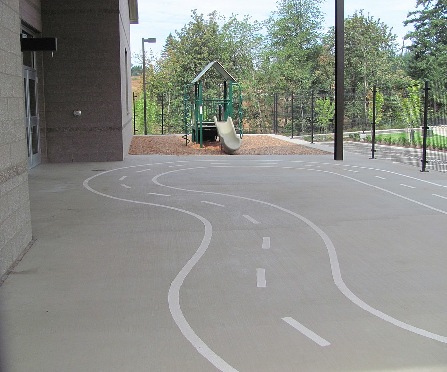 A covered area for the more dreary days awaits students at Woodburn Elementary. It will also be used by students in the district's Step Ahead Preschool.