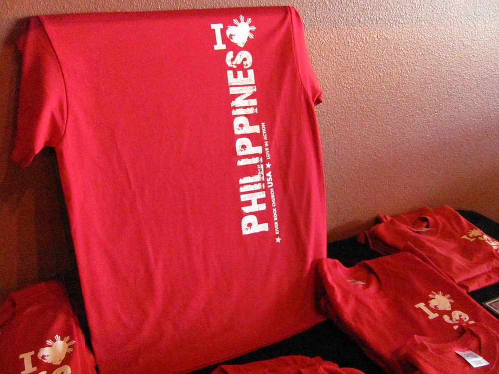 T-shirts, to help with relief efforts in the Philippines, are available to purchase for $20 each in the lobby of River Rock Church, 3520 N.E. Third Ave., Camas. Quantity discounts are available. Cash contributions will purchase food, rebuilding materials and school and medical supplies.