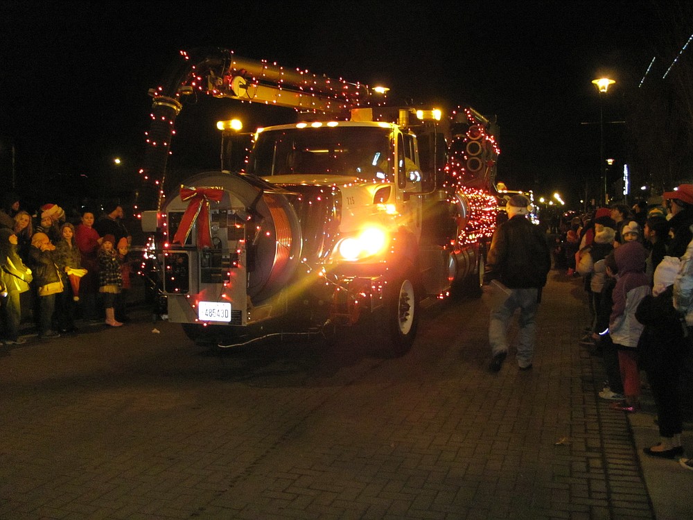 Ribbons and lights accented the city's vactor truck. The $375,000 piece of equipment, purchased in 2010, clears storm drains and sewer lines. The parade also included "The Grinch," classic cars and fire trucks.