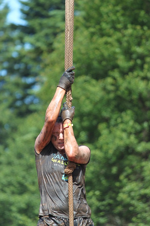 The rope climb obstacle was reportedly among the most challenging aspects of the grueling race. Those who were not able to claw, grab and hoist themselves to the top and ring a bell were required to do 30 burpees --a cross between a jumping Jack and a push-up. The race also included obstacles such as carrying sandbags and bricks, throwing a javelin, climbing up walls, and tipping over tractor tires.