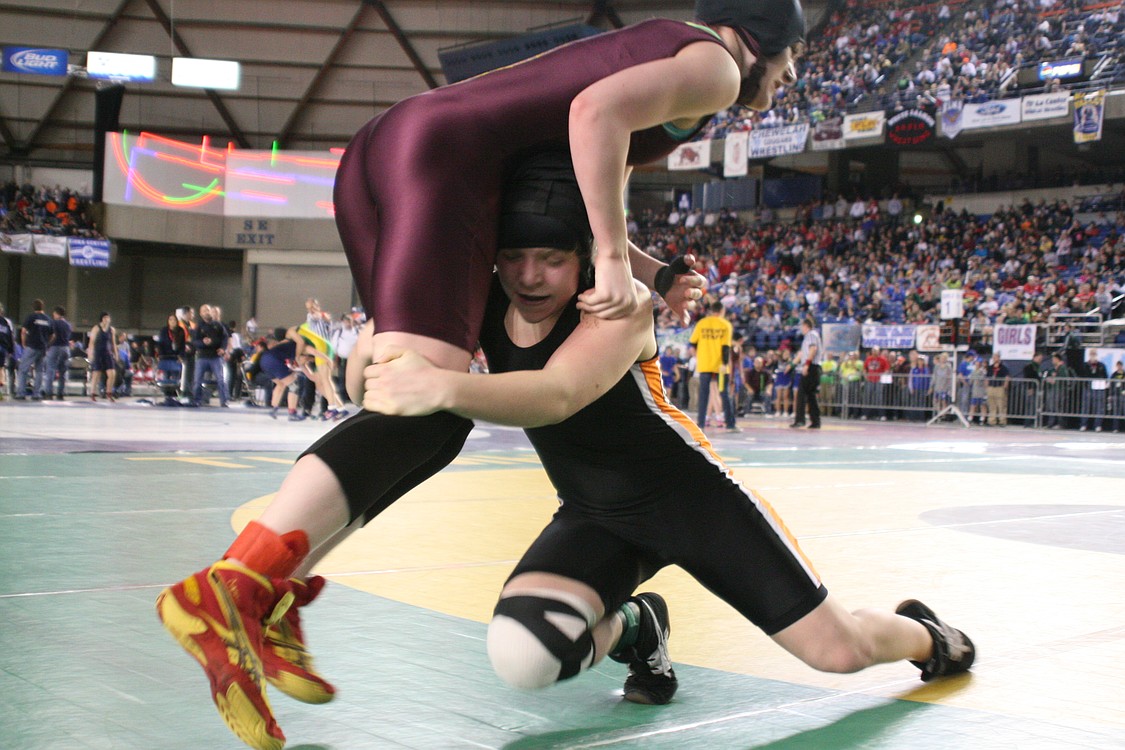 Erin Locke pushes her opponent all over the circle.