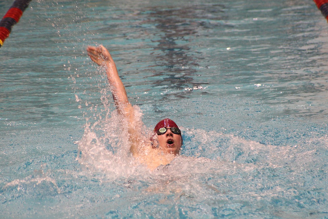Jaron Hamlik doing the backstroke.