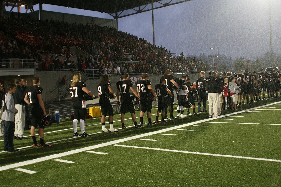 A rainy National Anthem.
