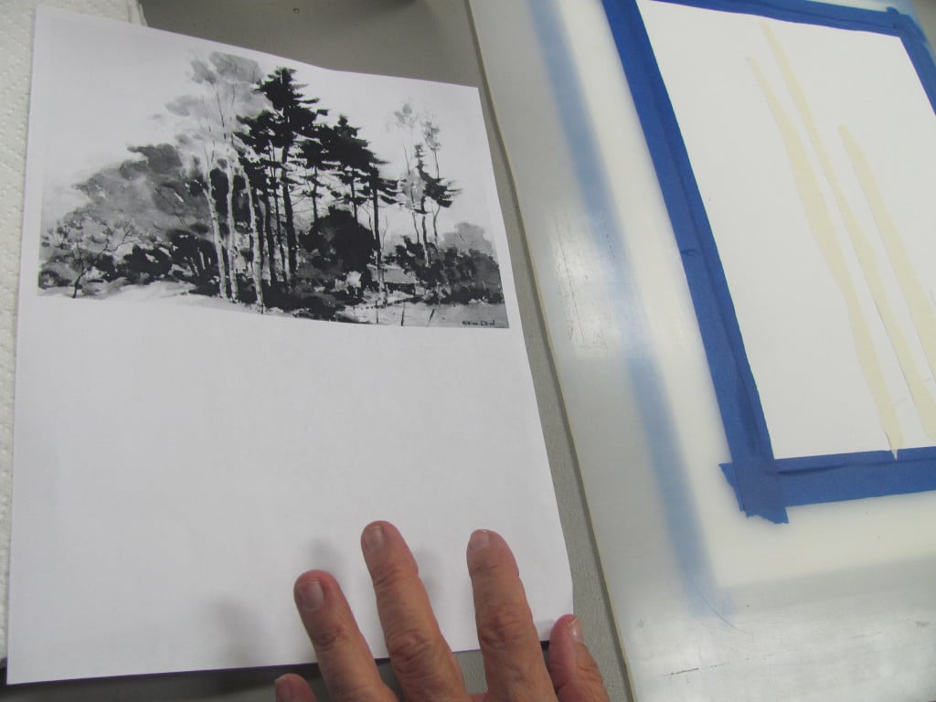 Ursula Burback works on an Autumn themed watercolor creation. 