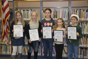 Washougal students fared well in the local VFW essay contest. Pictured are Anna Chafee, Emelia Warta, Madison Dodge, Brooklyn Lowe and Aidan Hasselbrush of Gause Elementary.