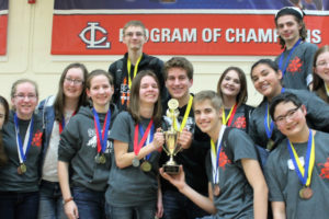 The WHS Science Olympiad team celebrates after clinching a spot in the state tournament. (Contributed photo)