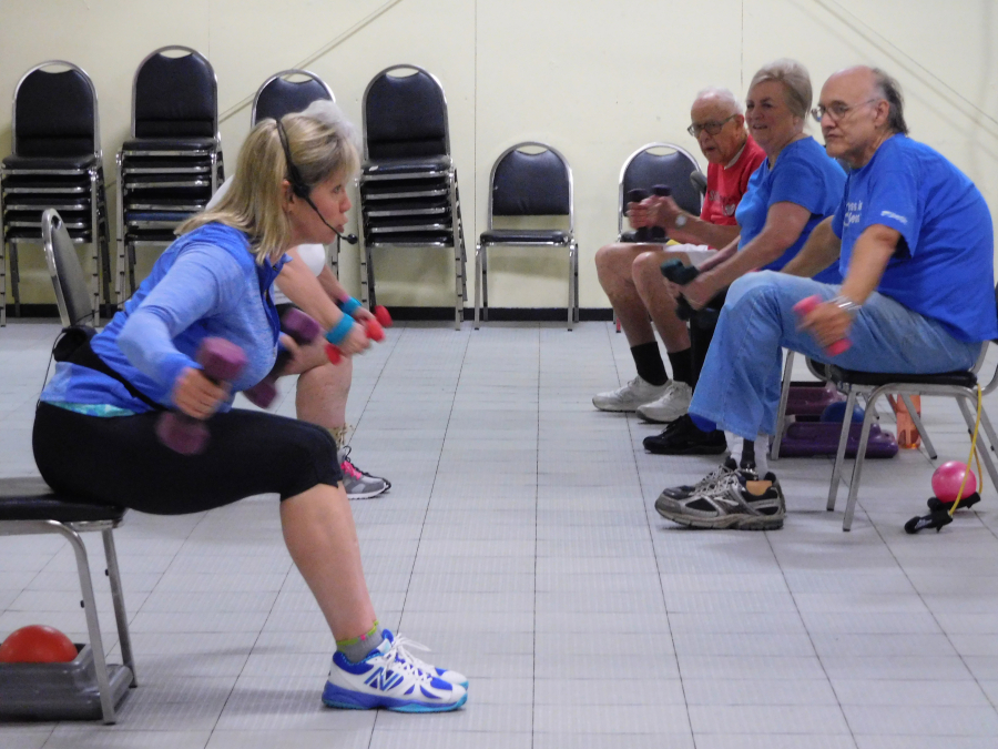 Evoniuk teaches SilverSneaker and Silver & Fit programs at Lacamas Swim & Sport. Buchholz is her oldest client.