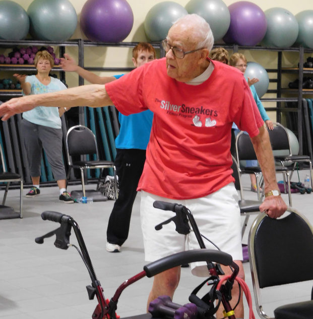 Although he brings a walker to class, Buchholz doesn't spend much time using it. "He just keeps going," noted program advisor Karen Evoniuk.