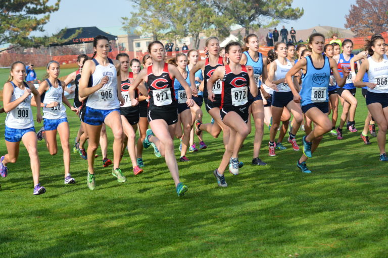The start of the 4A girls cross country state championship race.