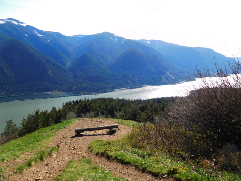 Those who need to rest on the 3.7 mile trek up to the top will find this bench waiting a few miles up.