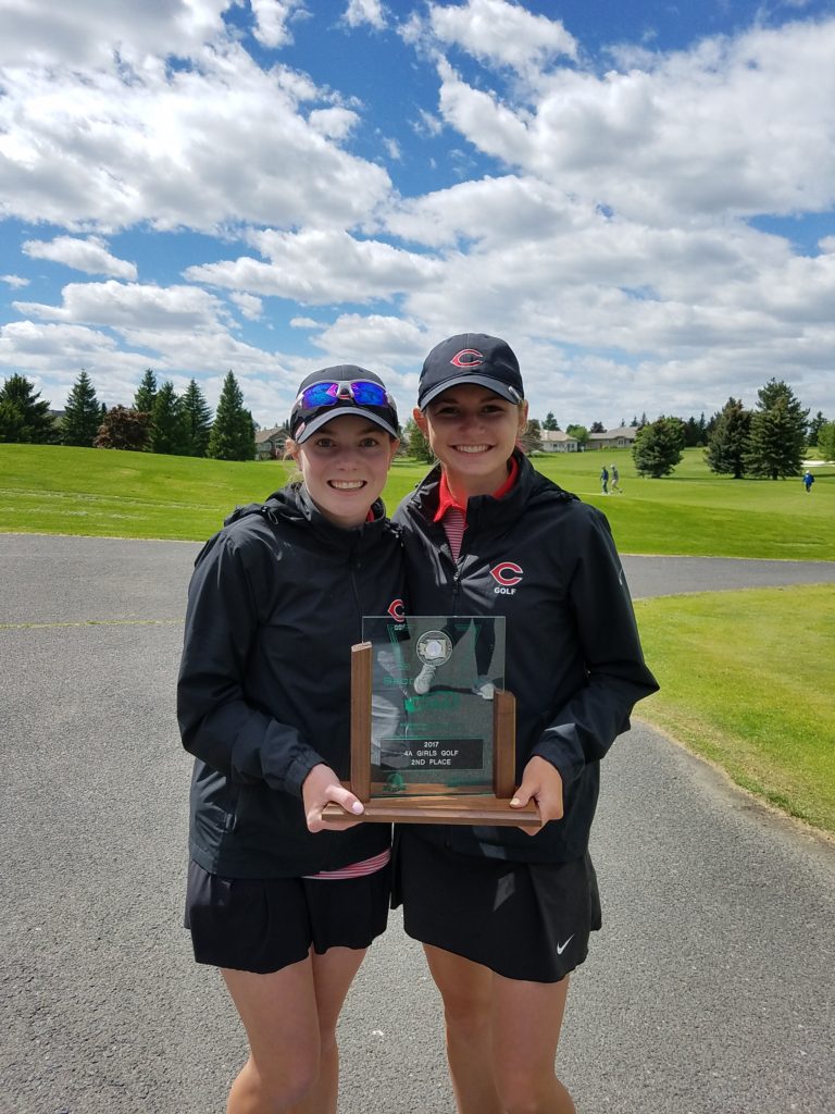 Camas golfers Emma Cox and Hailey Oster combined for 67.75 points to carry the Papermakers to second place at state. 