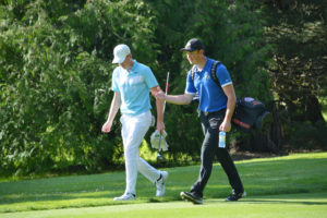 Spencer Tibbits (left) and Brian Humphreys represented their home course at the Royal Oaks Invitational last weekend. Tibbits shot a 68, on the par-72 course, Sunday, and finished in fourth place. Humphreys tied for ninth with four golfers.