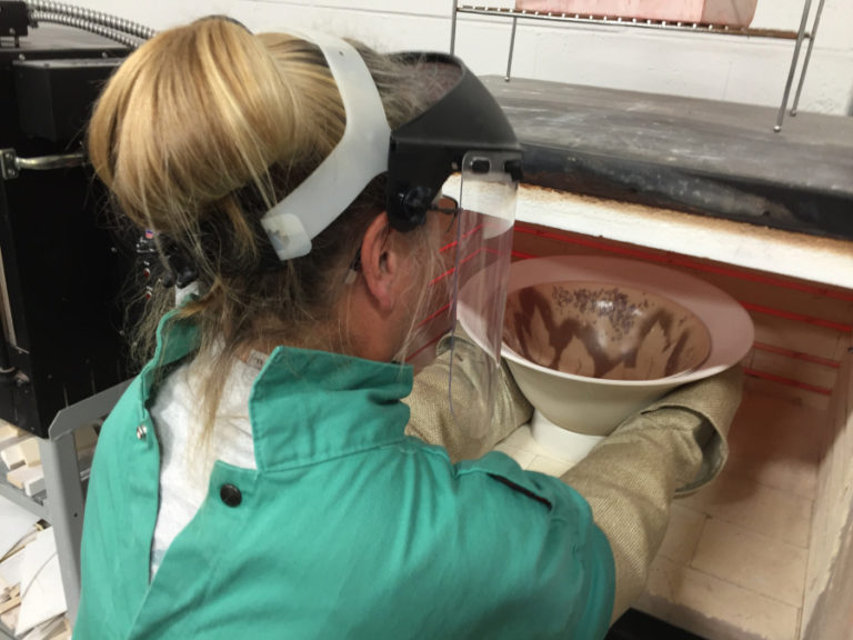 Vicki Green enjoys interpreting things she sees in nature and textiles into glass work.