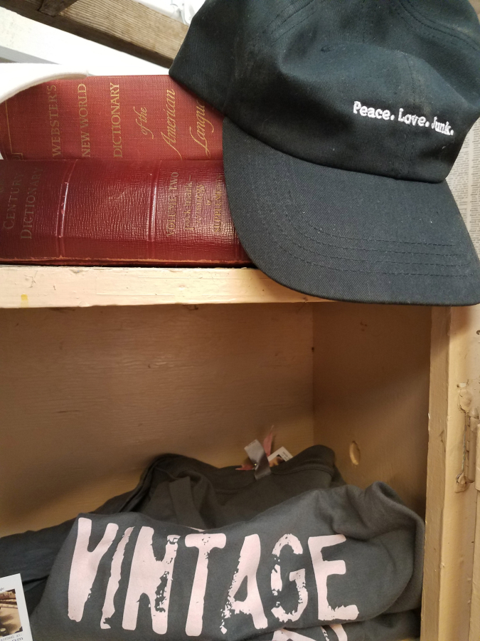 Fun sayings adorn products at &quot;All about that junk.&quot;