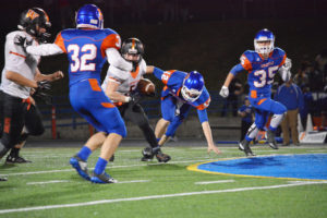 Kade Coons finds a gap and then runs free for Washougal Friday, at Ridgefield High School. Coons rushed for 197 yards and scored two touchdowns, helping the Panthers defeat the Spudders 34-14. 