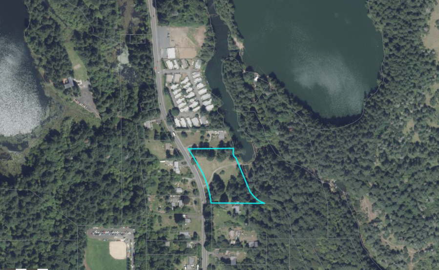 A map showing where the 2.7-acre open space property sits near Round Lake and Lacamas  Creek. A developer — who was also a city councilor — hoped city leaders would agree to sell him the land and change the zoning to accommodate a proposed, 81-unit senior living development with an attached 48-bed memory care facility and possible 32,626-square-foot underground parking garage. After citizens protested, the city said this week that it was halting the proposal and would keep the parks land as publicly owned open space. (Contributed photo courtesy of city of Camas)