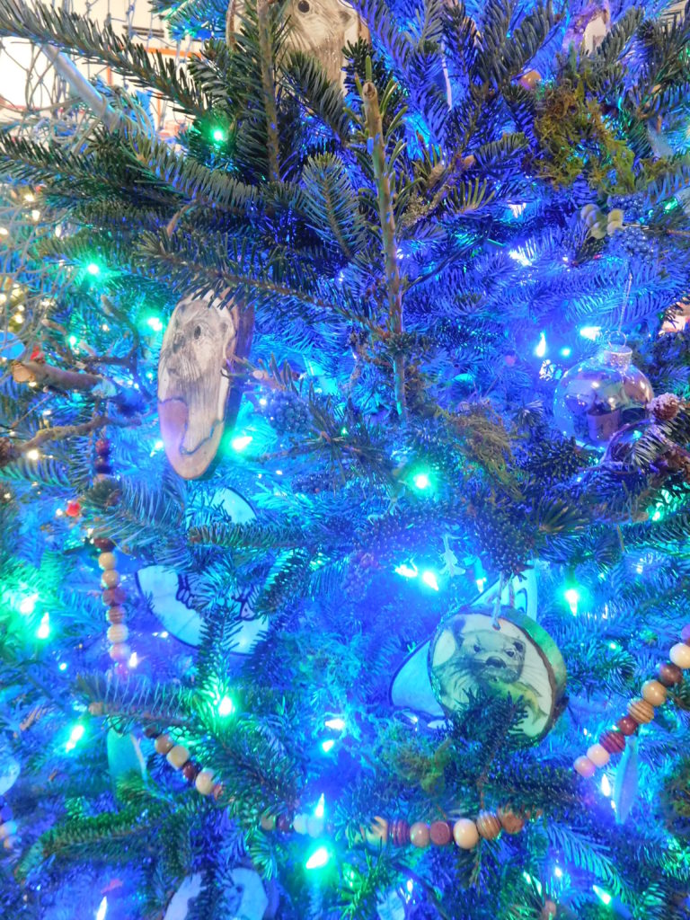 Images of the Columbia River Gorge Elementary School's mascot, river otters, are featured on the school's entry in the Washougal Festival of Trees.