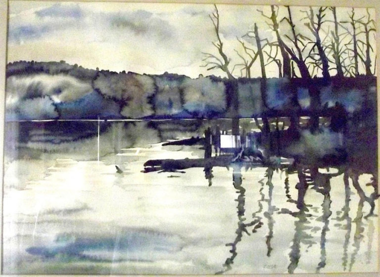 Local artist Skip Enge painted this Lacamas Lake scene in 1974. In 2016, he painted the same view, from the same perspective (pictured above), to capture the area&#039;s growth over the past 40 years.