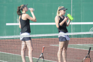 Beyonce Bea (left) and Rebecca Boylan (right) won the doubles district championship at Mint Valley in Longview on Saturday, May 19.  They are the first girls tennis duo in Washougal High history to become district champs.