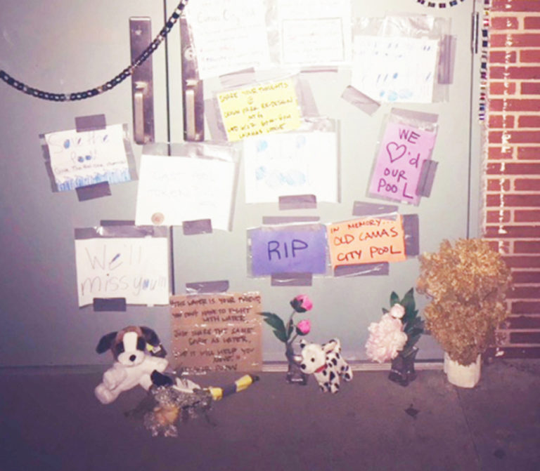 Isabella Jackson, 11, of Camas, came up with the idea of creating a &quot;memorial&quot; to the now-shuttered Crown Park swimming pool in Camas. The 11-year-old, who has grown up swimming at the public pool with her family, said she wanted to pay tribute to the pool.  &quot;The pool closing makes me sad, because the pool is a safe, fun and healthy environment for children and people of all ages,&quot; Isabella told The Post-Record. &quot;The pool is the most fun and popular place to go to in the summer, and I will miss going there every day. I will never forget the Camas city pool. That is where I made most of my friends. That is where I took all my swim lessons there in the summer.