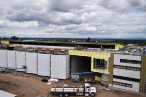Construction crews work diligently to complete Camas School District's first project-based learning high school. Discovery High School will open and welcome 120 freshmen students in fall 2018. 