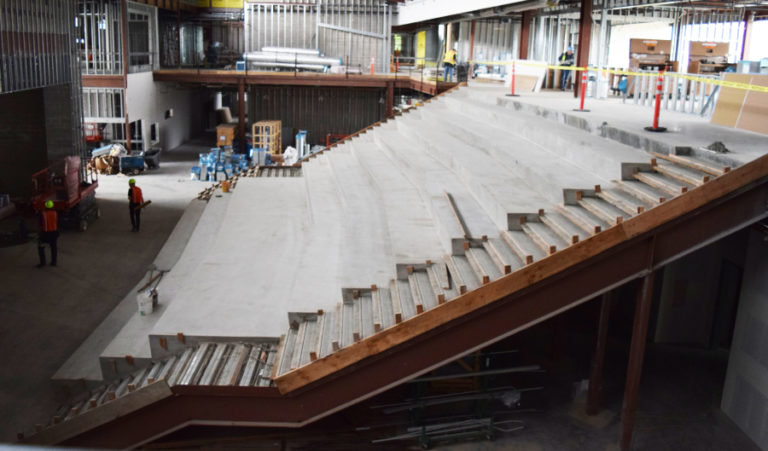 The stairs inside Discovery High School that will serve as a common area.