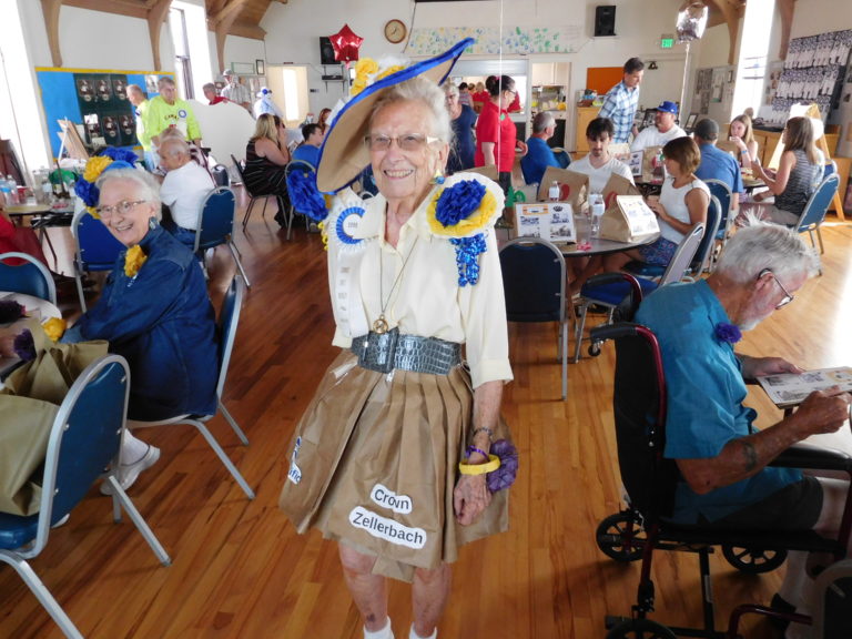 Virginia Warren, 1998 Camas Days Queen, wore a paper skirt over shorts to the Royalty Luncheon, hosted by the General Federation of Women’s Clubs (GFWC) Camas-Washougal, Saturday, July 28, at Zion Lutheran Church. Warren also participated in the Camas Days Grand parade that morning.