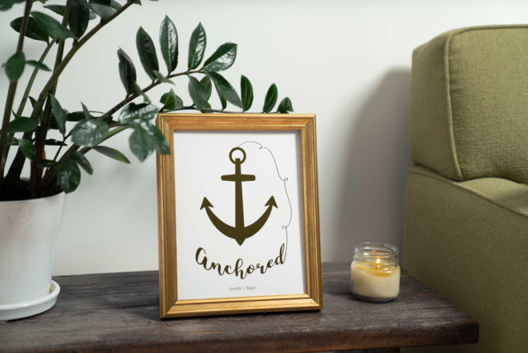 An anchor design for the Steady + Flight line of Earl Grey and Polka Dots, designed by owner Sara Pietela. The anchor represents Pietela's best friend who died last year.