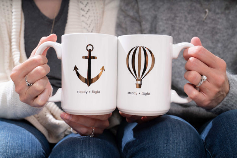 The Steady + Flight mugs designed by Earl Grey and Polka Dots creator Sara Pietila. The mugs will be available for purchase and cost $40 during the Camas Vintage and Art Faire, Saturday, Aug. 25. The mugs are meant to be used like friendship necklaces in that buyers keep one and gift the other to their best friend.