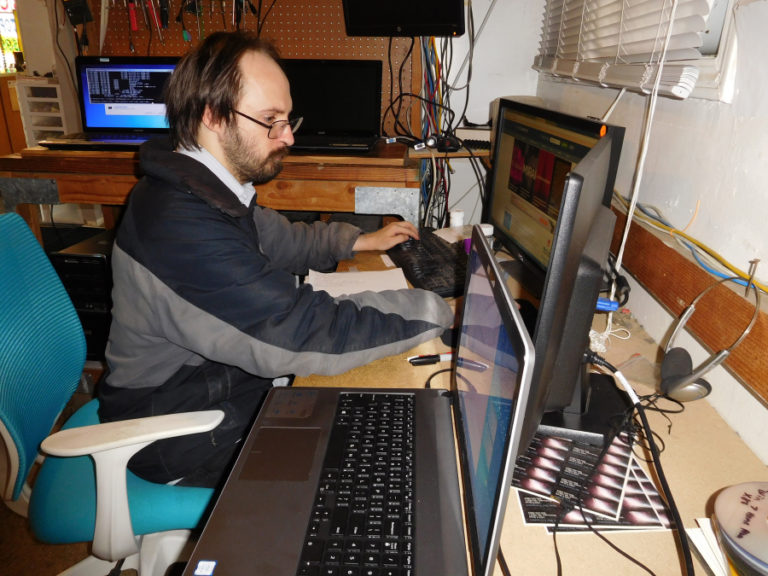 Brian Lamb, a technician at Silver Star Computers and Solutions, in Washougal, services a laptop.