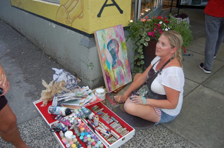 Artist Heidi Curley paints during the 2017 Plein Air art event. This year's Plein Air art extravaganza kicks off at 9 a.m., Friday, Sept. 7, with artists painting "in the open air" until 4:30 p.m., and their artwork displayed at the Camas Gallery throughout the evening for First Friday.