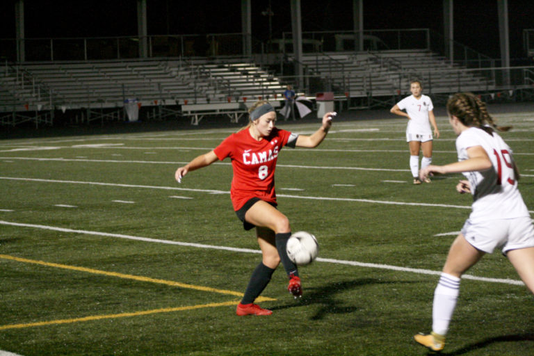 Senior and co-captain Jazzlynn Paulson takes the ball away from Union, Oct. 23, at Doc Harris Stadium.